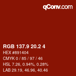 Farbcode: RGB 137.9 20.2 4 | qconv.com
