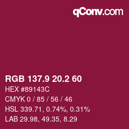 カラーコード: RGB 137.9 20.2 60 | qconv.com