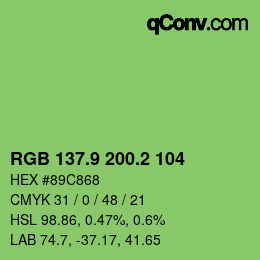 カラーコード: RGB 137.9 200.2 104 | qconv.com