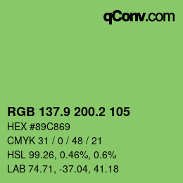 カラーコード: RGB 137.9 200.2 105 | qconv.com