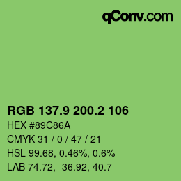 カラーコード: RGB 137.9 200.2 106 | qconv.com