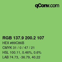 カラーコード: RGB 137.9 200.2 107 | qconv.com
