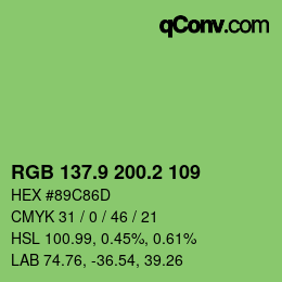 カラーコード: RGB 137.9 200.2 109 | qconv.com