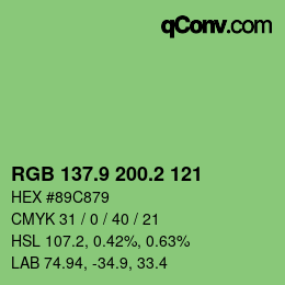 カラーコード: RGB 137.9 200.2 121 | qconv.com