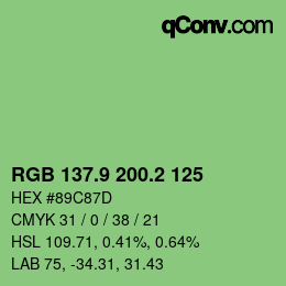 カラーコード: RGB 137.9 200.2 125 | qconv.com