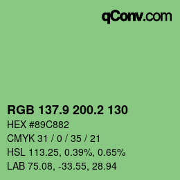 カラーコード: RGB 137.9 200.2 130 | qconv.com