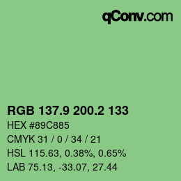 カラーコード: RGB 137.9 200.2 133 | qconv.com