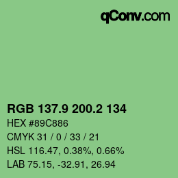 カラーコード: RGB 137.9 200.2 134 | qconv.com