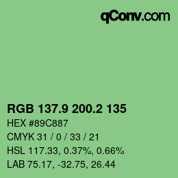 カラーコード: RGB 137.9 200.2 135 | qconv.com
