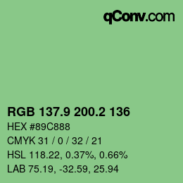 カラーコード: RGB 137.9 200.2 136 | qconv.com