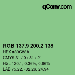 カラーコード: RGB 137.9 200.2 138 | qconv.com