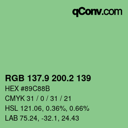カラーコード: RGB 137.9 200.2 139 | qconv.com