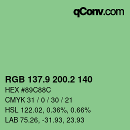 カラーコード: RGB 137.9 200.2 140 | qconv.com