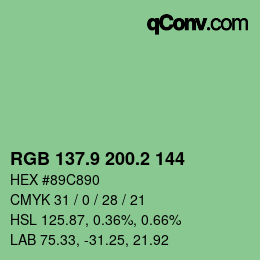 カラーコード: RGB 137.9 200.2 144 | qconv.com