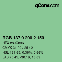 カラーコード: RGB 137.9 200.2 150 | qconv.com