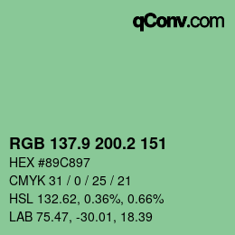 カラーコード: RGB 137.9 200.2 151 | qconv.com