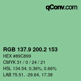 カラーコード: RGB 137.9 200.2 153 | qconv.com