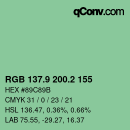 カラーコード: RGB 137.9 200.2 155 | qconv.com