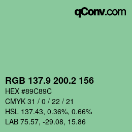 カラーコード: RGB 137.9 200.2 156 | qconv.com