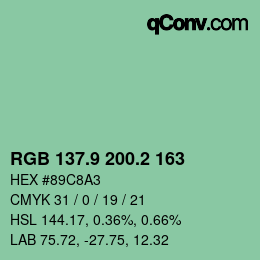 カラーコード: RGB 137.9 200.2 163 | qconv.com