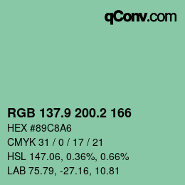 カラーコード: RGB 137.9 200.2 166 | qconv.com
