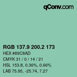 Color code: RGB 137.9 200.2 173 | qconv.com
