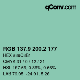 Color code: RGB 137.9 200.2 177 | qconv.com