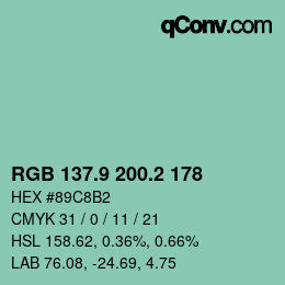 Color code: RGB 137.9 200.2 178 | qconv.com