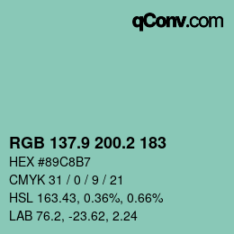 Color code: RGB 137.9 200.2 183 | qconv.com