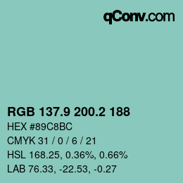 Farbcode: RGB 137.9 200.2 188 | qconv.com