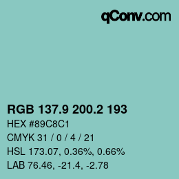 Color code: RGB 137.9 200.2 193 | qconv.com