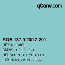 Color code: RGB 137.9 200.2 201 | qconv.com
