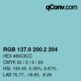 カラーコード: RGB 137.9 200.2 204 | qconv.com