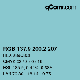 Farbcode: RGB 137.9 200.2 207 | qconv.com