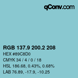 Farbcode: RGB 137.9 200.2 208 | qconv.com