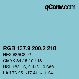 カラーコード: RGB 137.9 200.2 210 | qconv.com