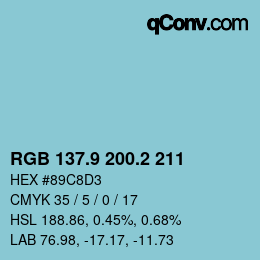 Farbcode: RGB 137.9 200.2 211 | qconv.com
