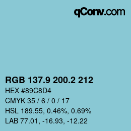 Color code: RGB 137.9 200.2 212 | qconv.com