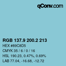 Farbcode: RGB 137.9 200.2 213 | qconv.com