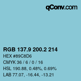 カラーコード: RGB 137.9 200.2 214 | qconv.com