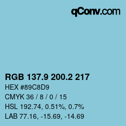 Color code: RGB 137.9 200.2 217 | qconv.com