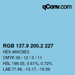 カラーコード: RGB 137.9 200.2 227 | qconv.com