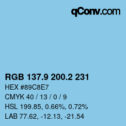 Color code: RGB 137.9 200.2 231 | qconv.com