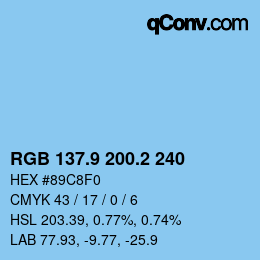 Color code: RGB 137.9 200.2 240 | qconv.com