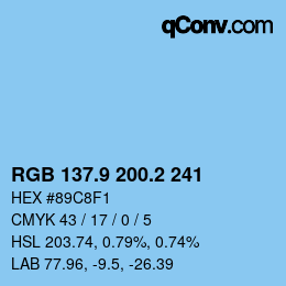 Farbcode: RGB 137.9 200.2 241 | qconv.com