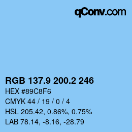 Color code: RGB 137.9 200.2 246 | qconv.com