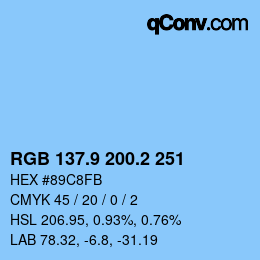 Color code: RGB 137.9 200.2 251 | qconv.com