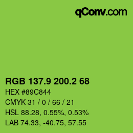 カラーコード: RGB 137.9 200.2 68 | qconv.com
