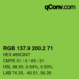 カラーコード: RGB 137.9 200.2 71 | qconv.com