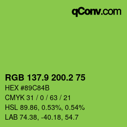カラーコード: RGB 137.9 200.2 75 | qconv.com